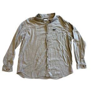 Columbia Mens Long Sleeve Button Up Shirt Gray Heathered Textured Cotton XXL